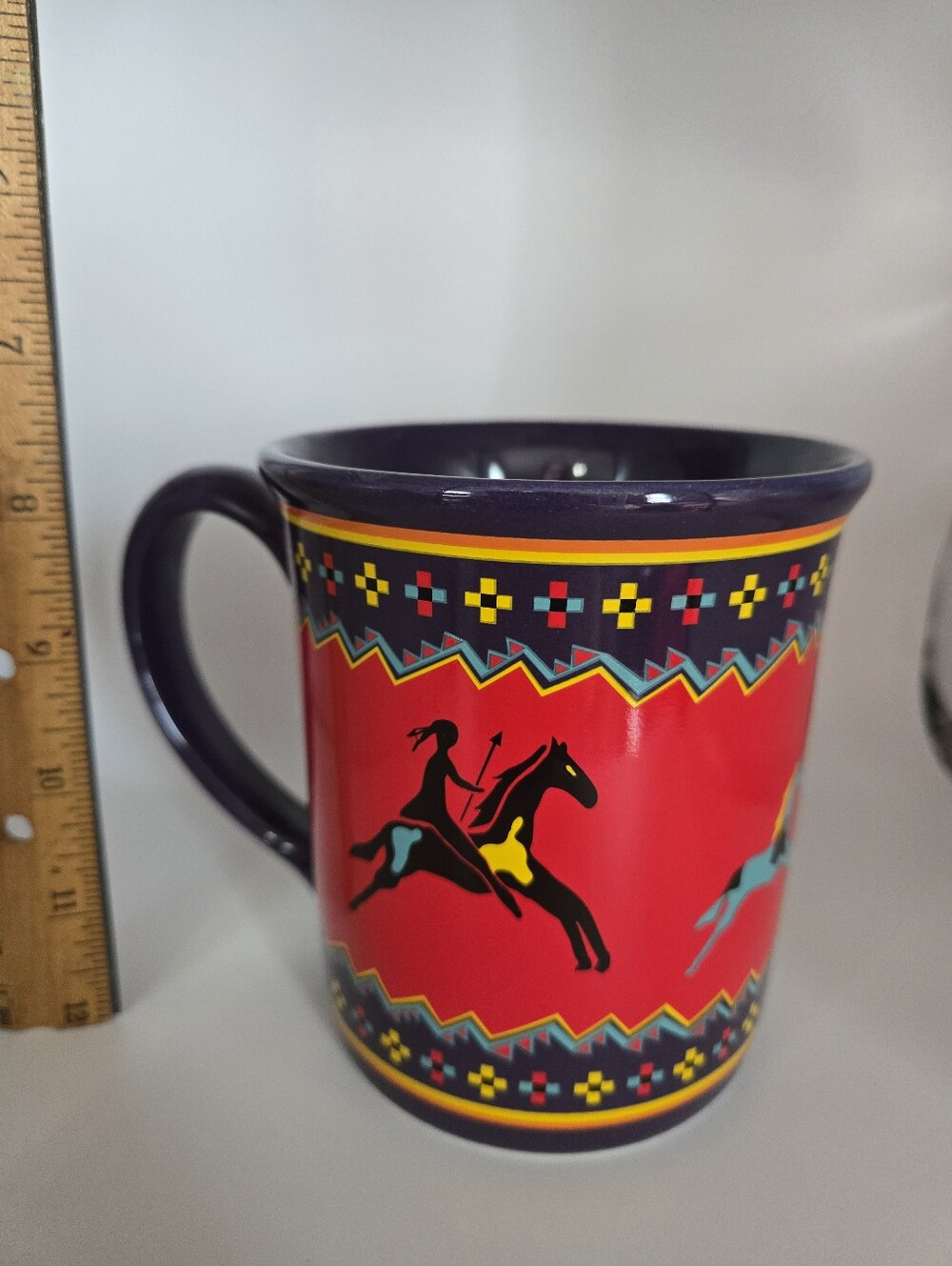 Pendleton Mills Celebrate The Horse Red Southwestern Horse Pattern Ceramic Mug - Picture 6 of 10